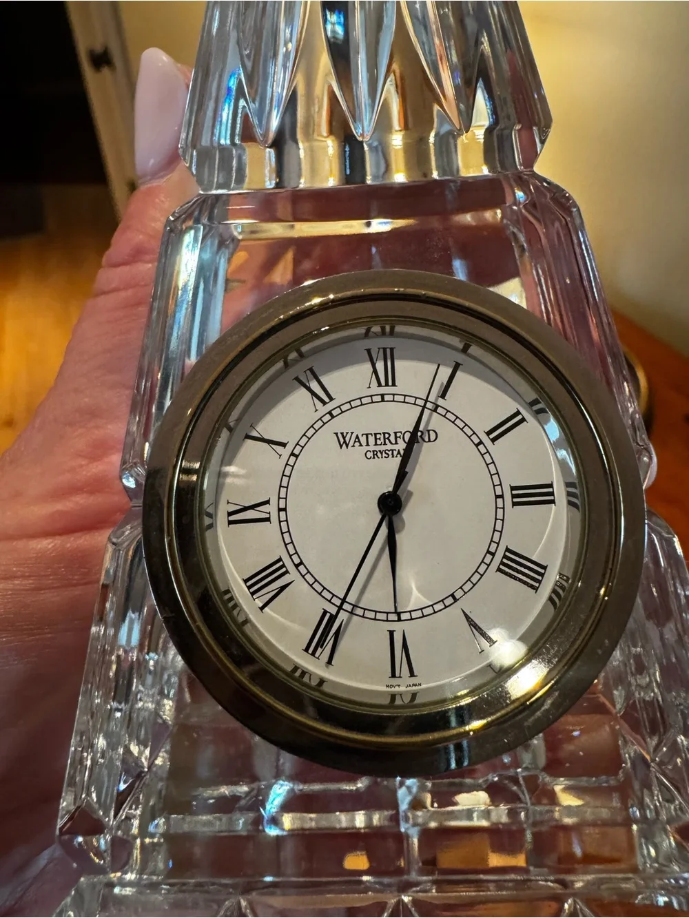 Waterford Crystal Clear Crystal Mantel Clock with Gold-Tone Bezel NIB